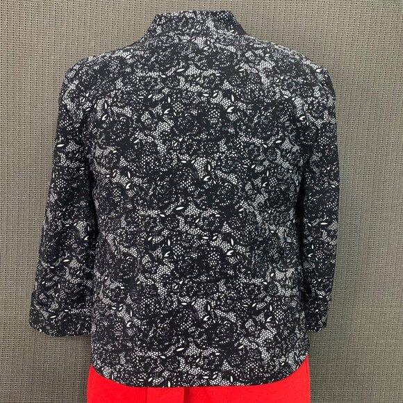 Elementz Womens Black & White Floral Open Front Jacket - Size L - Picture 3 of 8